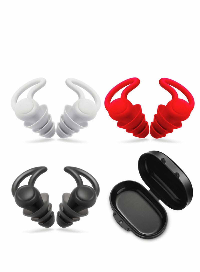 SYOSI Ear Plugs for Sleeping Noise Reduction, 3 Pairs Silicone Sleep Earplugs Reusable Hearing Protection Sound Blocking Earplugs for Sleep Snoring Swimming Musician Construction - Image 1