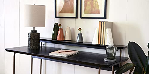 Main + Mesa Marble Geometric Bookends with Wood Inlay, White - Image 2