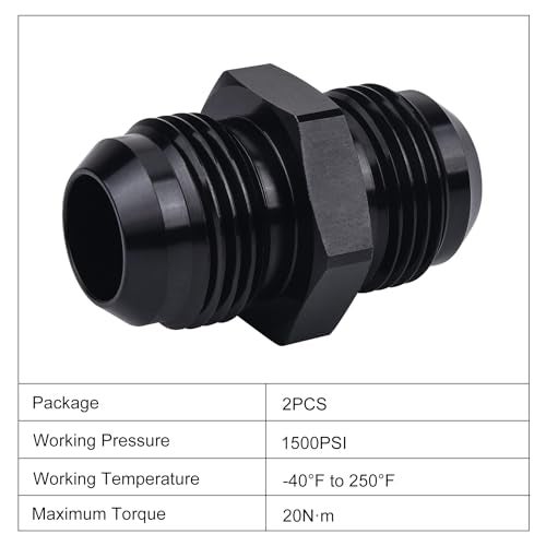 EVIL ENERGY 12AN Male to Male Flare Coupler Union Straight Fuel Hose Adapter Fitting Black 2PCS - Image 5