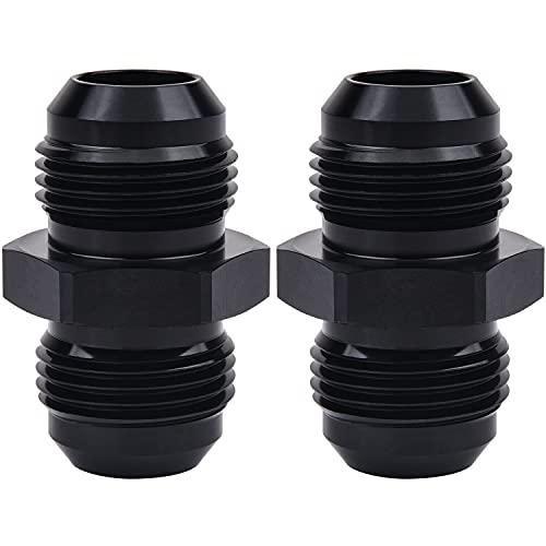 EVIL ENERGY 12AN Male to Male Flare Coupler Union Straight Fuel Hose Adapter Fitting Black 2PCS - Image 1