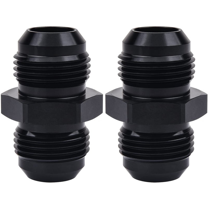 EVIL ENERGY 12AN Male to Male Flare Coupler Union Straight Fuel Hose Adapter Fitting Black 2PCS - Image 2