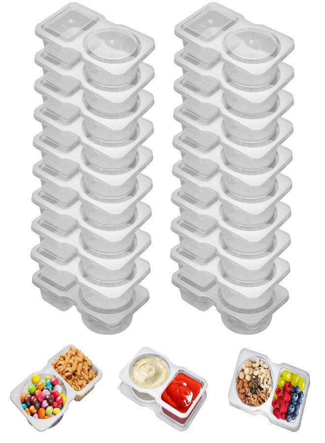 UVHJW 20 Set Reusable Snack Containers, 2-Compartment Dipping Containers with Lid for Refrigeration, Portion Control, Outdoor Takeaway Sauce Dip Case - Image 1