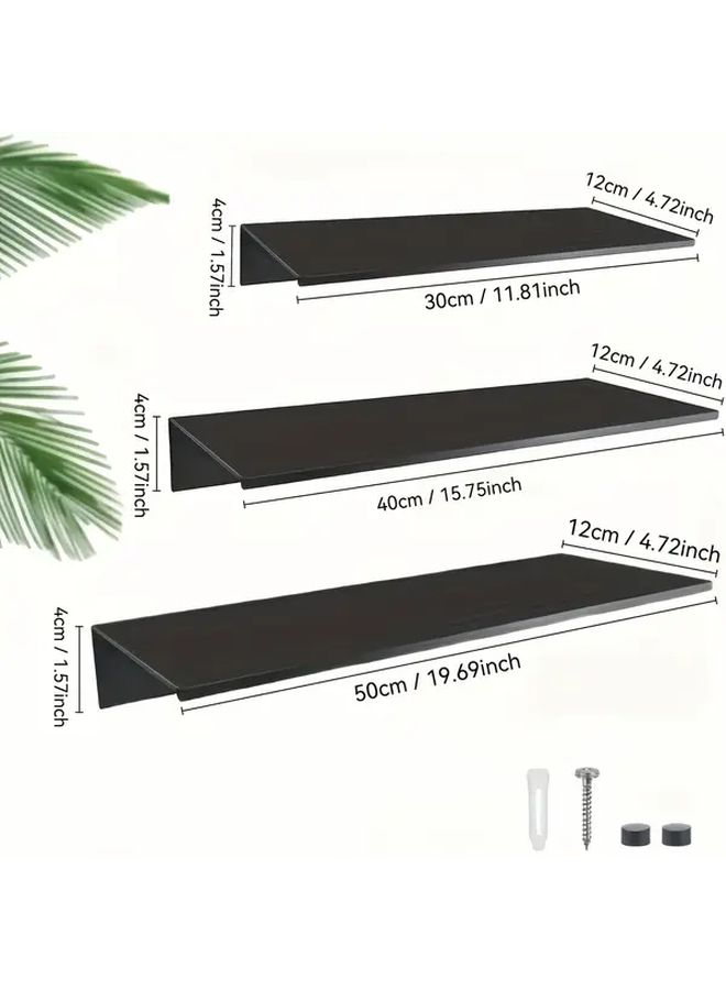 Matte Black Wall Mounted Floating Shelf 11.81 Inch Long Minimalist Design No Assembly Required Space Saving Storage Suitable For Living Room Bedroom Office Multi Functional Display Shelf Metal Look - Image 3