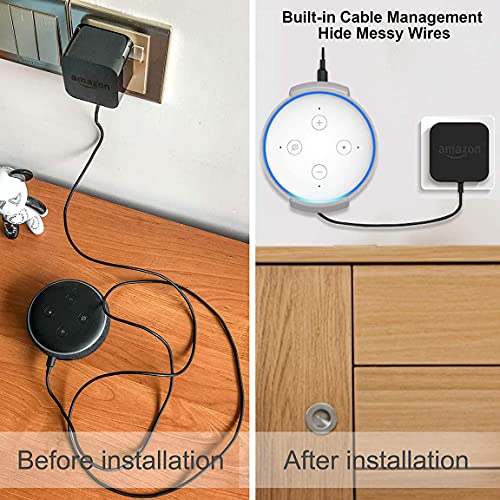 Foso Wall Mount for Alexa Echo Dot 3rd Gen, Bracket Stand Holder for Smart Speaker, Built-in Cable Management Hide Messy Wires, for Kitchen, Bedroom (Speaker not Included) (Gray) - Image 3