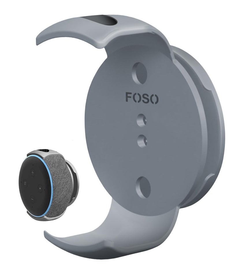 Foso Wall Mount for Alexa Echo Dot 3rd Gen, Bracket Stand Holder for Smart Speaker, Built-in Cable Management Hide Messy Wires, for Kitchen, Bedroom (Speaker not Included) (Gray) - Image 1