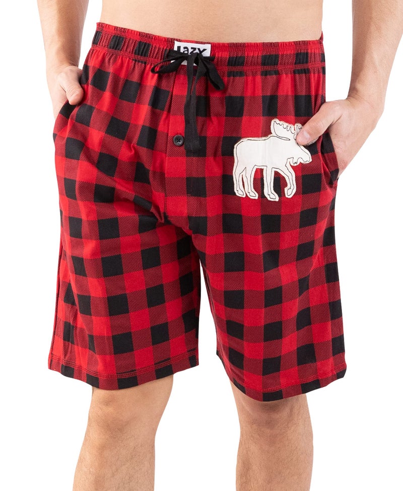 Lazy One Pajama Shorts for Men, Men's Pajama Bottoms, Sleepwear, Animal (Moose Plaid, X-Large) - Image 1