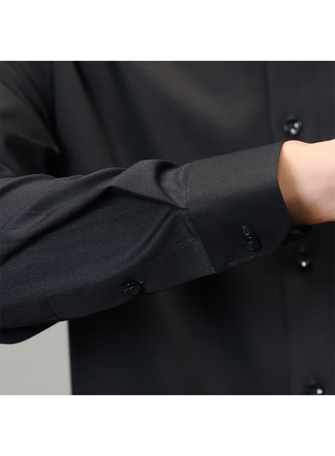 Tucano Men's Shirt, Summer Short-sleeve Shirt, Business Casual, Solid Color, Embroidered, Breathable, Versatile Menswear, A, Black, XL - Image 5