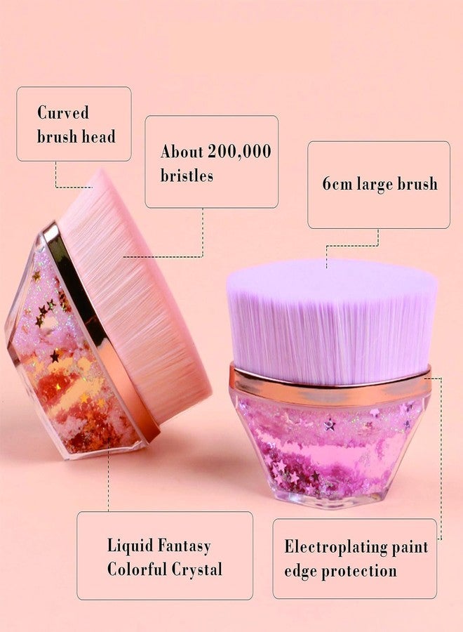 SHOPER ZONE - Resin Foundation Makeup Brush Multifunctional Face Powder Brush Flat Top Petal Shaped Base Makeup Brush Large for Blending Liquid Makeup (Multi) PACK OF 2 - Image 4