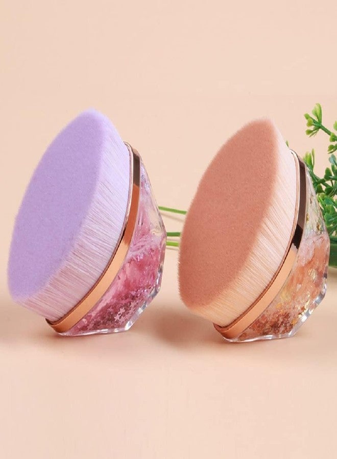 SHOPER ZONE - Resin Foundation Makeup Brush Multifunctional Face Powder Brush Flat Top Petal Shaped Base Makeup Brush Large for Blending Liquid Makeup (Multi) PACK OF 2 - Image 3