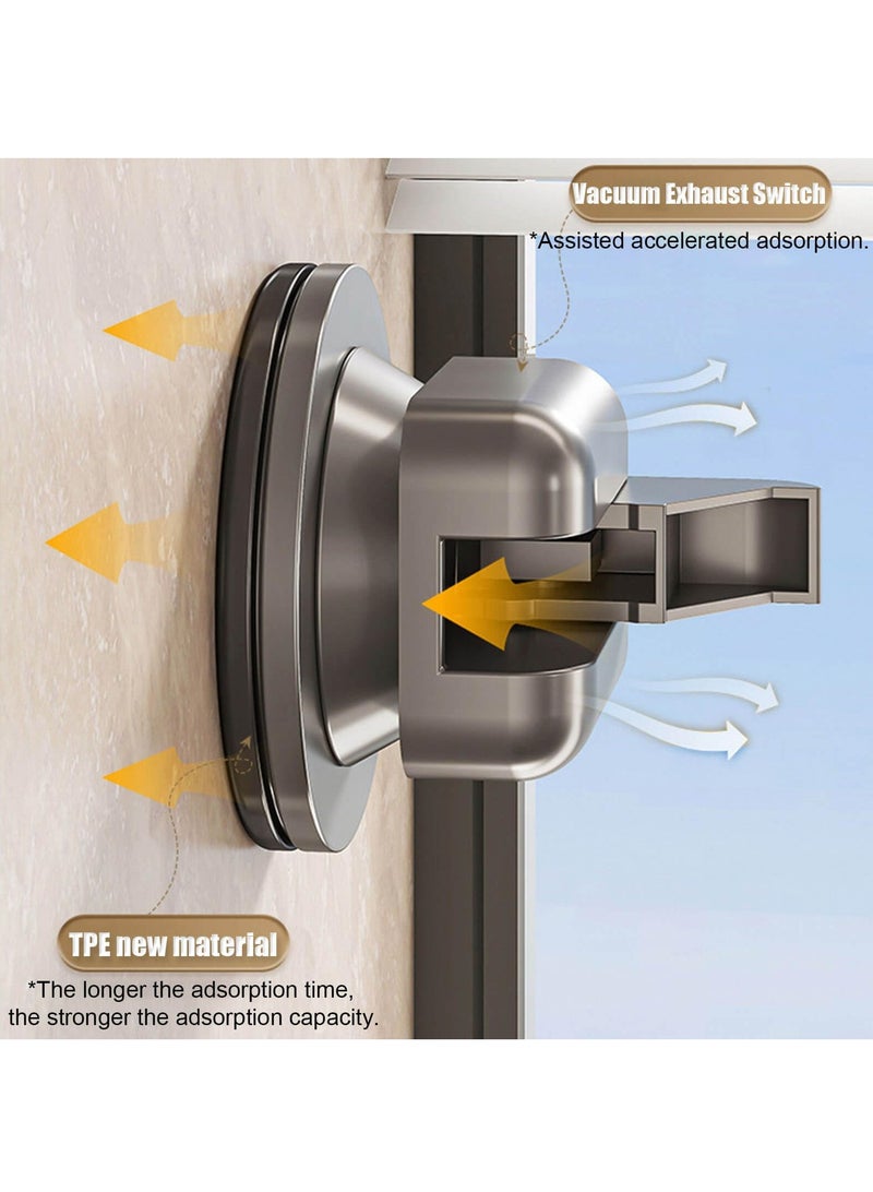 Aluminum Shower Caddy Suction Cup, No Drilling Bathroom Shower Shelf, Corner Shower Caddy with 6 Portable Hooks, Removable Bath Organizer with Towel Bar for Bathroom Storage Grey - Image 5