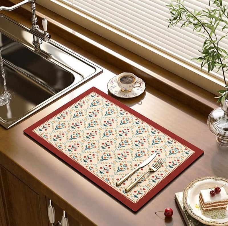 Cciphy Cute Coffee Maker Mat for Countertops Bar Accessories, Colorful Dish Drying Pad for Kitchen, Absorbent Quick Drying Mat, 12 X16 inch (Color F, 16"x12") - Image 2