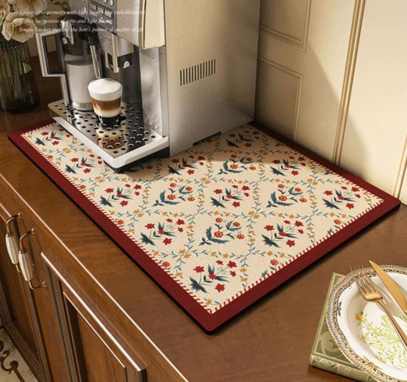 Cciphy Cute Coffee Maker Mat for Countertops Bar Accessories, Colorful Dish Drying Pad for Kitchen, Absorbent Quick Drying Mat, 12 X16 inch (Color F, 16"x12") - Image 3