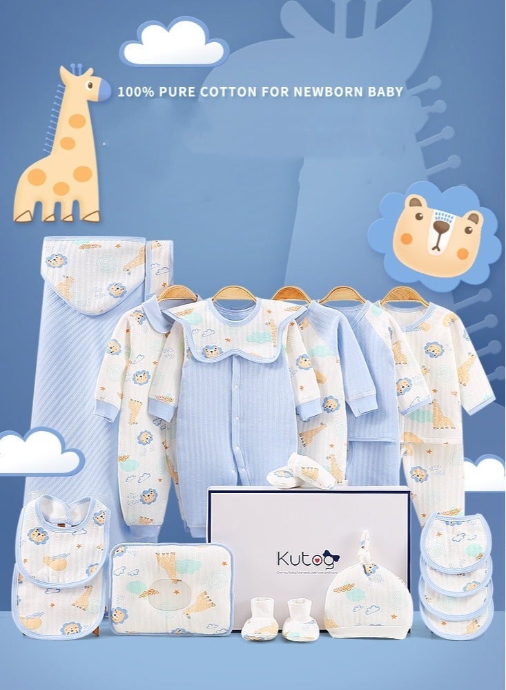 DOOKOO 22pcs Olive Blue Cotton Baby Gift Box Newborn Carryover Clothing Gift Set