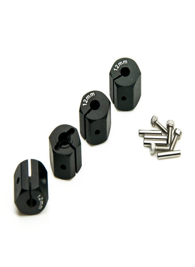 MOHERO Aluminum 12mm Thickness 12mm Wheel Hex Drive Adaptors with Pins & Screws for Most of 1/10 RC Crawler Car Black (Black, 12mm) - Image 4