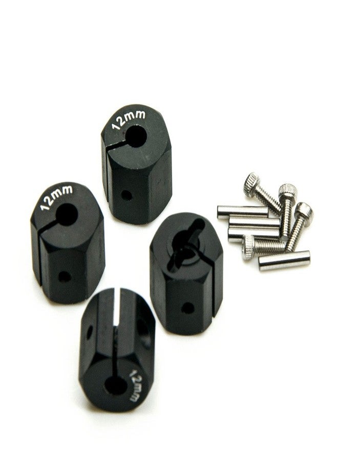 MOHERO Aluminum 12mm Thickness 12mm Wheel Hex Drive Adaptors with Pins & Screws for Most of 1/10 RC Crawler Car Black (Black, 12mm) - Image 2