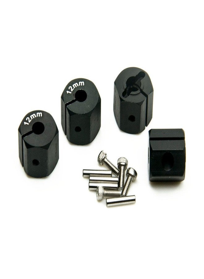 MOHERO Aluminum 12mm Thickness 12mm Wheel Hex Drive Adaptors with Pins & Screws for Most of 1/10 RC Crawler Car Black (Black, 12mm) - Image 3