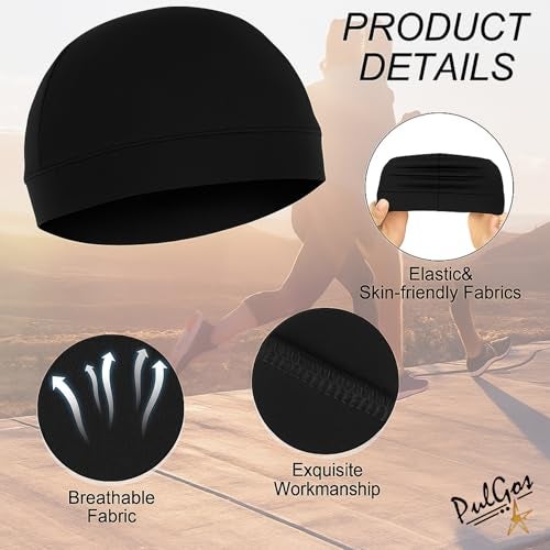 PulGos Helmet Skull Caps Bike Polycotton Head Caps Hair Inner Helmet Cover Cap for Bikers Sweat Cooling |Multipurpose uses in Hiking,Camping,trecking-Skull Cap-Black - Image 3