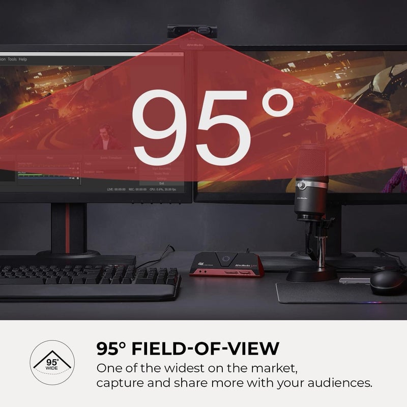 Odor resistant AVerMedia Live Streamer CAM 315, Webcam, 1080p/60fps Recording, Microphones, Fixed Focus, Wide Adjustable Field of View, Works with Skype, Zoom, Teams - Black Global easy assemble picks - Image 5
