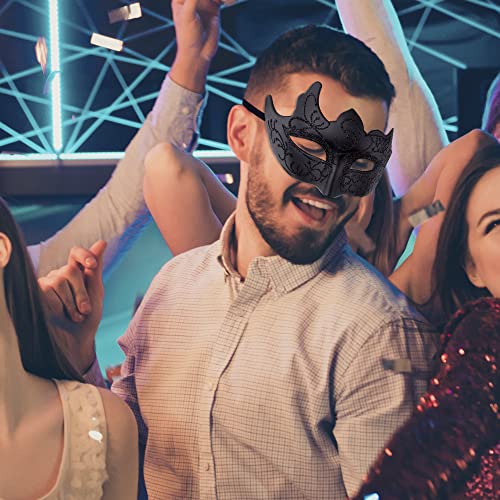 SIQUK Couple Masquerade Masks Plastic Venetian Party Mask Lace Halloween Costume Mask Rhinestone Mardi Gras Mask for Couples Women and Men, Black - Image 5