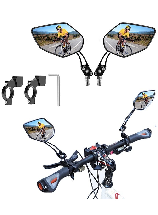 Pack of 2 bicycle mirrors bicycle scooter motorcycle | Compatible with all models mountain road bicycle cycling rear view mirror 360 rotatable folding bicycle mirror left and right