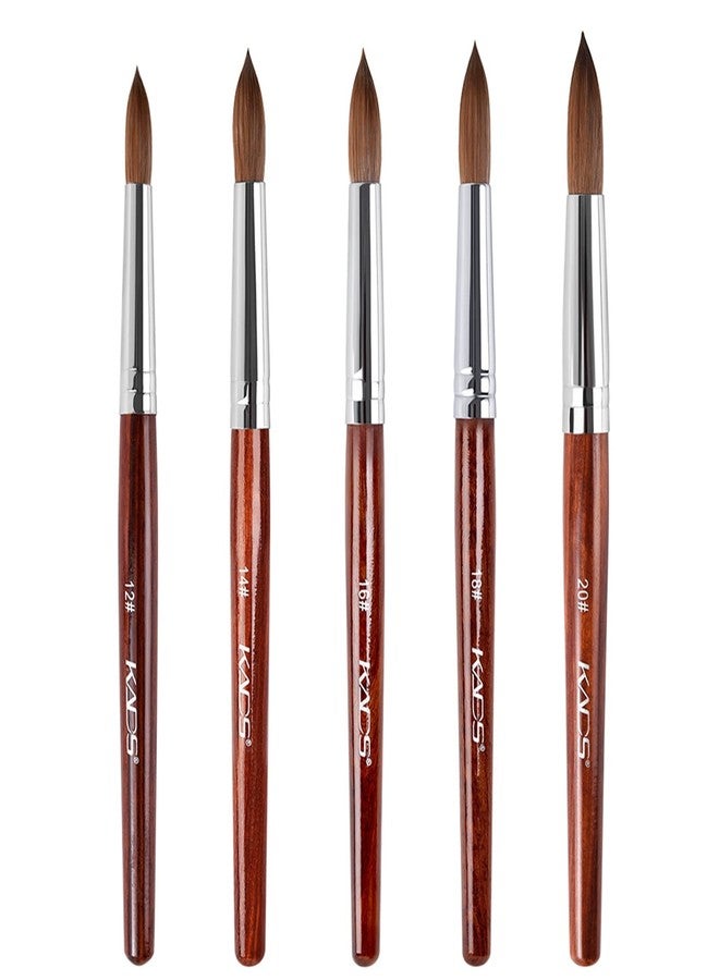KADS Kolinsky Sable Acrylic Nail Art Brush Red Wood Pen Nail Brush Size 12# 14# 16# 18# 20# Nail Art Manicure Tool Set - Image 1