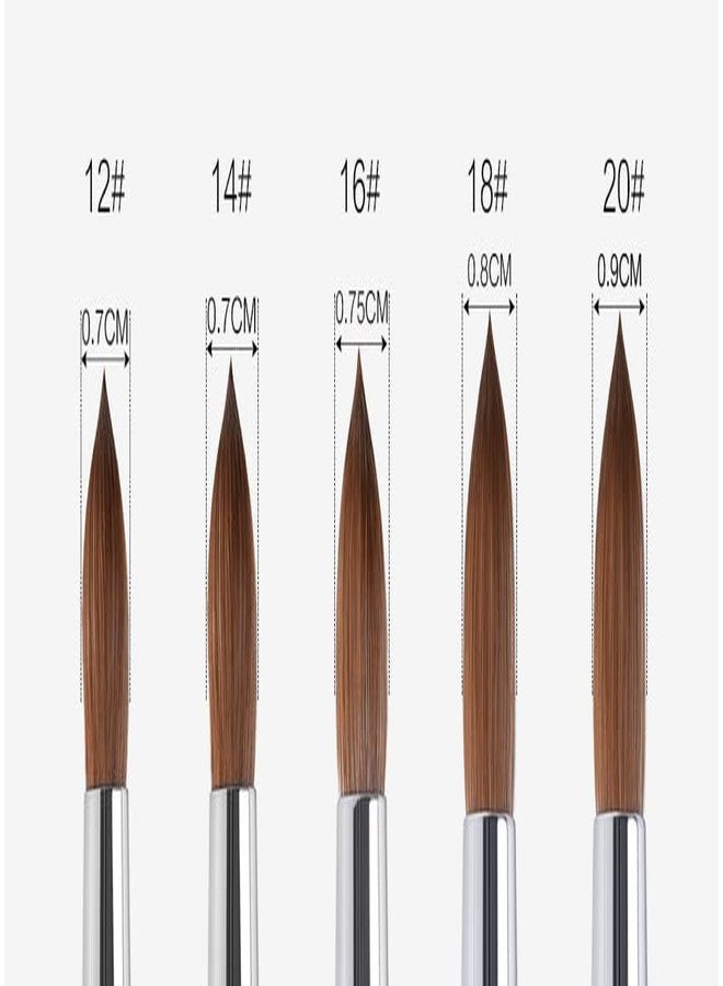 KADS Kolinsky Sable Acrylic Nail Art Brush Red Wood Pen Nail Brush Size 12# 14# 16# 18# 20# Nail Art Manicure Tool Set - Image 3