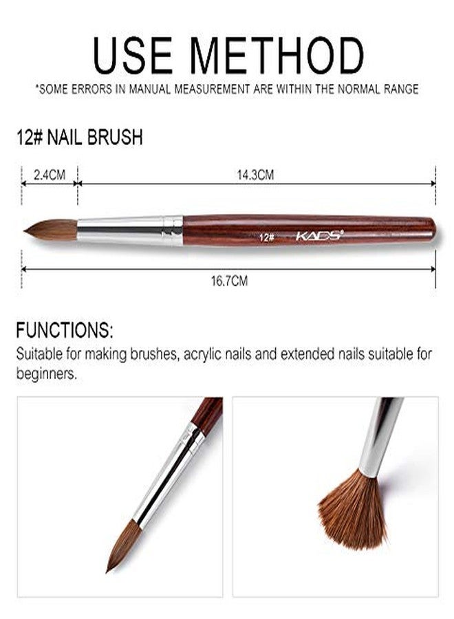 KADS Kolinsky Sable Acrylic Nail Art Brush Red Wood Pen Nail Brush Size 12# 14# 16# 18# 20# Nail Art Manicure Tool Set - Image 4