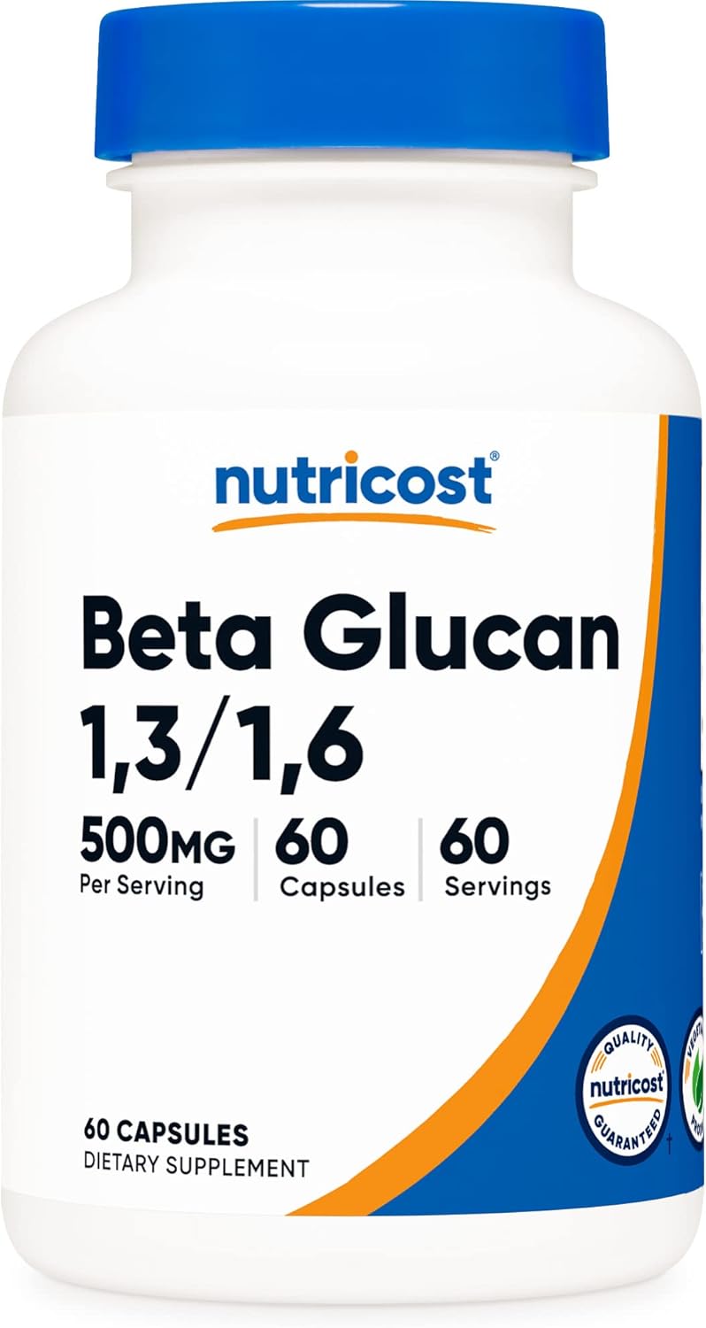 Nutricost Beta Glucan 500mg 1316 DGlucan 60 Vegetarian Capsules  Gluten Free NonGMO - Image 1