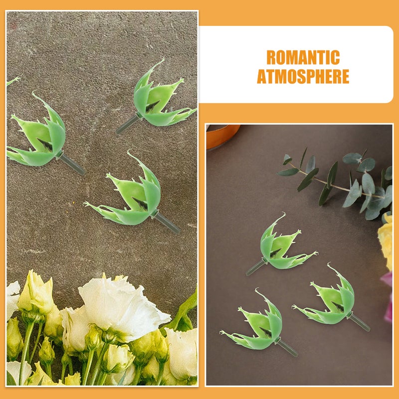 200pcs Rose Blush Flowers Receptacle Artificial Flower Flower Fake Floral Sepals Bouquet Preserved Flower Accessories For Diy Craft - Image 5