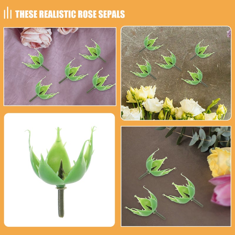200pcs Rose Blush Flowers Receptacle Artificial Flower Flower Fake Floral Sepals Bouquet Preserved Flower Accessories For Diy Craft - Image 3