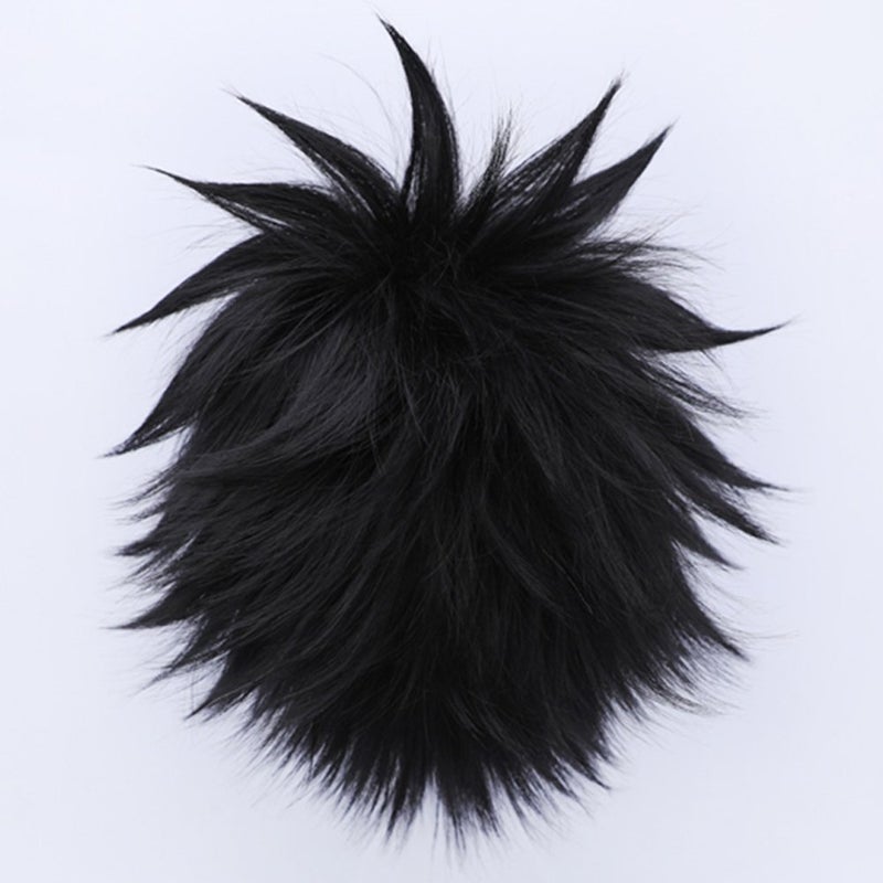 ANOGOL Hair Cap+ Short Black Wig for Anime Black Cosplay Mens Black Wig, Short Layered Black Cosplay Wig For Halloween Costume Cosplay Wig, Synthetic Hair Full Wigs For Halloween Costume Cosplay Wig - Image 3