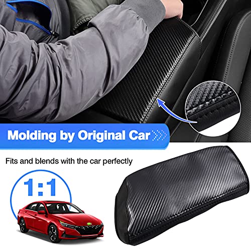 Autorder Center Console Cover for Hyundai Elantra 2021-2025 2026 Accessories Carbon Fiber Armrest Cover Anti-Scratch Leather Armrest Protector (Automatic Brake Only, Not for Handbrake) - Image 3