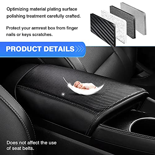 Autorder Center Console Cover for Hyundai Elantra 2021-2025 2026 Accessories Carbon Fiber Armrest Cover Anti-Scratch Leather Armrest Protector (Automatic Brake Only, Not for Handbrake) - Image 4