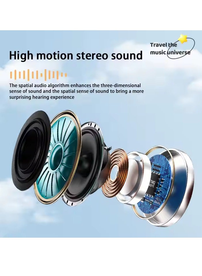 Wireless Bluetooth Headphones High-Fidelity Sound Wireless Bluetooth with Cute Bags High-Quality Memory Card White  - Image 2