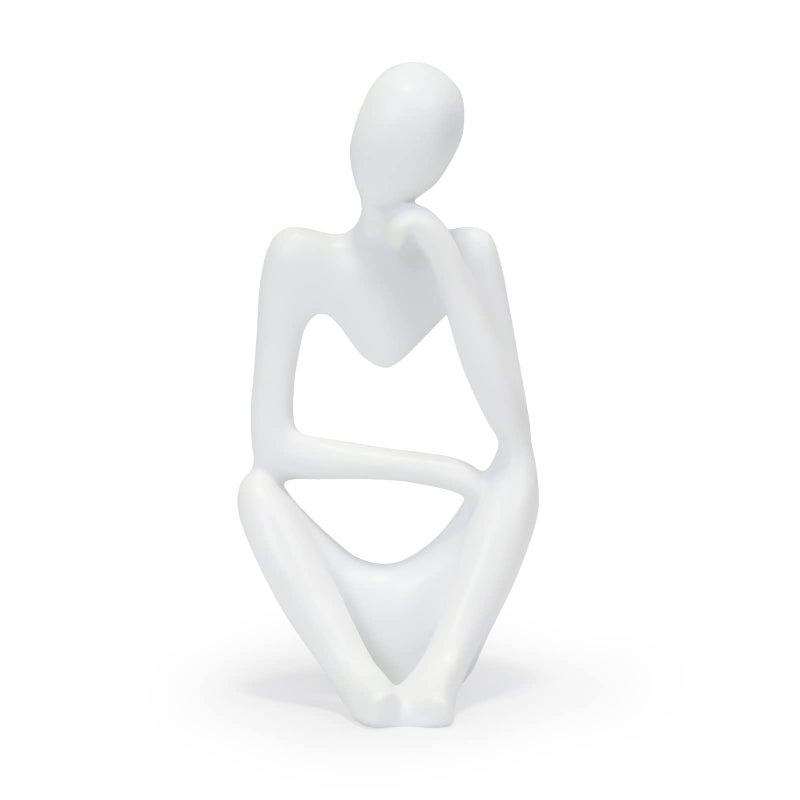 INNOLITES Resin Statue Thinker Style Decoration Abstract Sculptures Collectible Figurines for Home Decor Modern Office Shelf DesktopWhite Right
