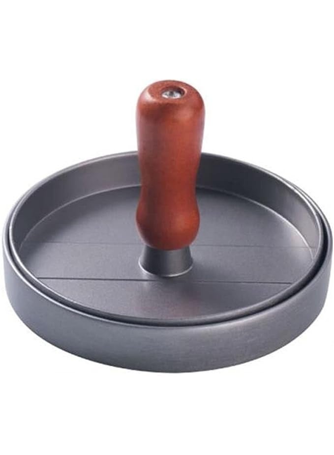 Metal burger press with wooden handle - Image 2