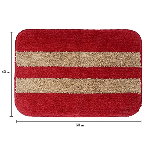 MODERN FAB Modern 2 Piece mats with Anti Skid Rubber Backing,Colour Red with Gold Strip Size(40 x 60 cm) Set of 2 Piece - Image 2
