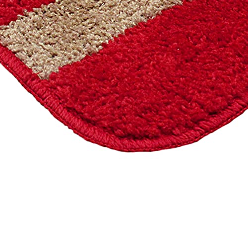 MODERN FAB Modern 2 Piece mats with Anti Skid Rubber Backing,Colour Red with Gold Strip Size(40 x 60 cm) Set of 2 Piece - Image 5