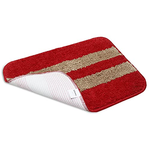 MODERN FAB Modern 2 Piece mats with Anti Skid Rubber Backing,Colour Red with Gold Strip Size(40 x 60 cm) Set of 2 Piece - Image 3