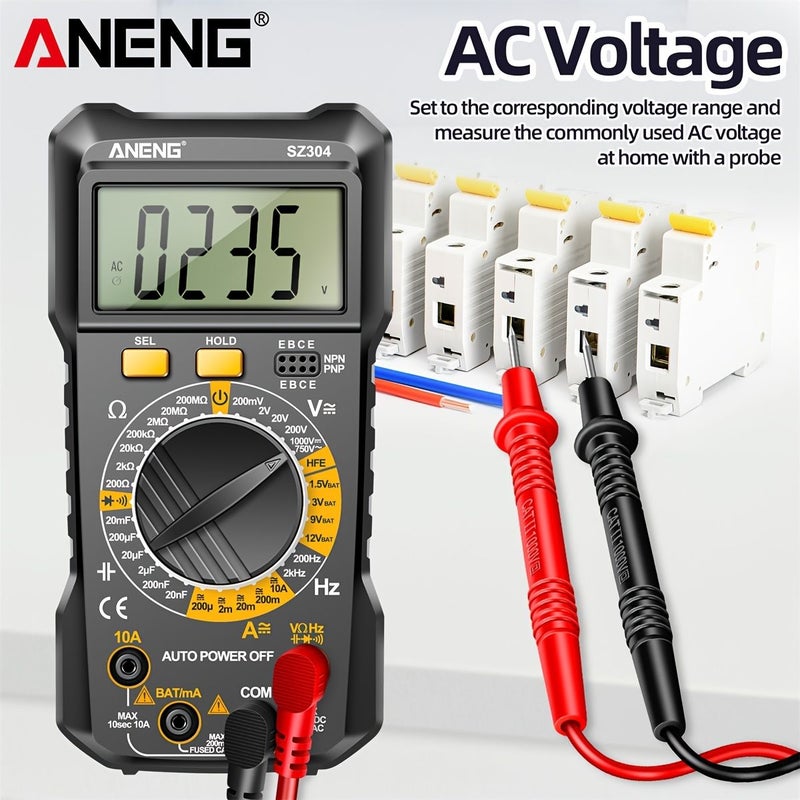 ANENG Red High Precision Digital Multimeter Portable AC/DC Voltage Buzzer Diode Tester - Image 5