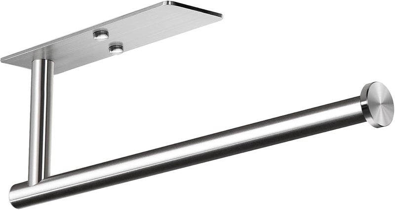 VAEHOLD Self Adhesive Paper Towel Holder Under Cabinet Mount, Wall Mounted Paper Towel Roll Holder for Kitchen, Bathroom, Cabinet, Wall - SUS304 Stainless Steel - Image 1