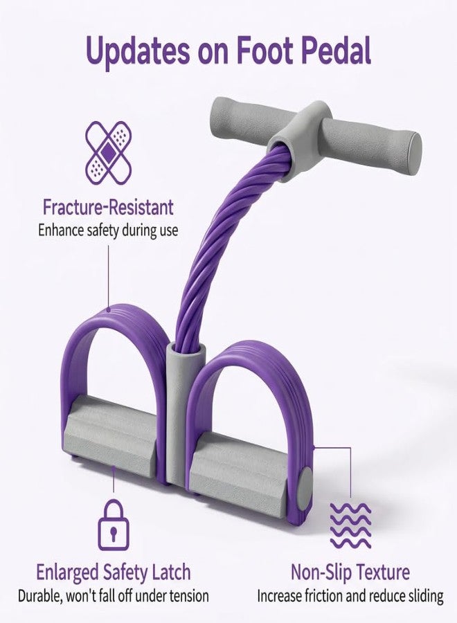 Rhostry 6-Tube Pedal Resistance Band with Handles, Resistance Bands with Foot Pedal Puller, Elastic Tension Rope Fitness Equipment for Abdomen Waist Arm Leg Core Training, Home Workout, Purple - Image 4