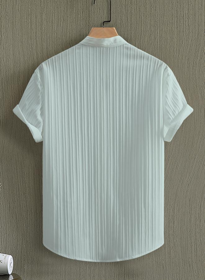Take Two Men Textured Stand Collar Casual Shirt - Image 2