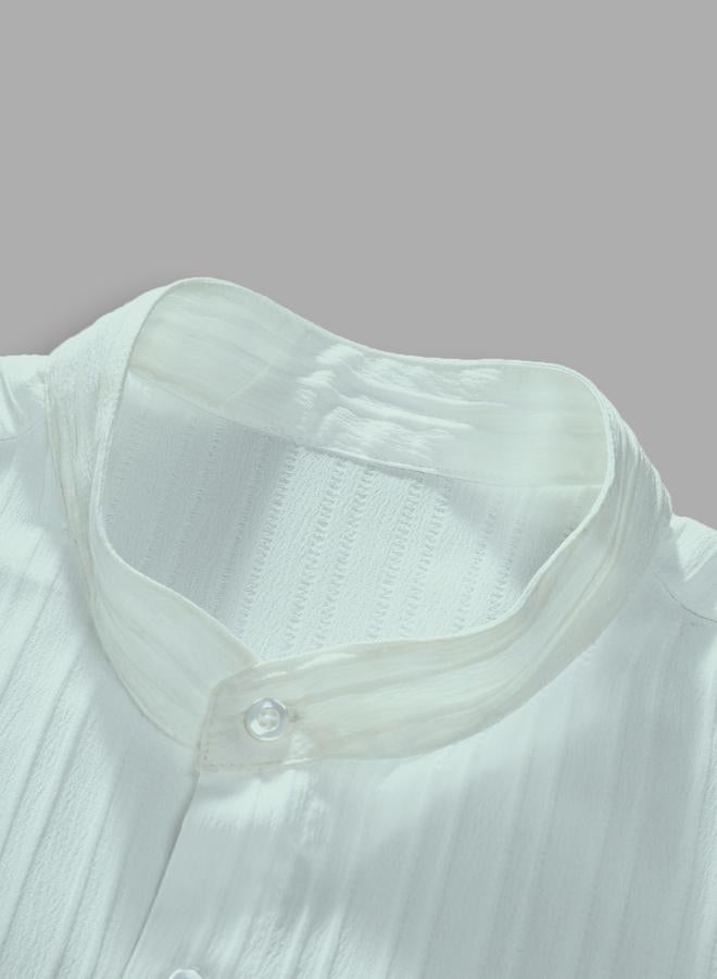 Take Two Men Textured Stand Collar Casual Shirt - Image 3