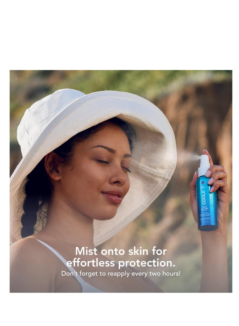 COOLA رذاذ واقي شمس عضوي COOLA SPF 50 للوجه، مختبر من قبل أطباء الجلد للعناية بالبشرة للحماية اليومية، نباتي وخالي من الغلوتين، عطر طبيعي، 3.4 أونصة سائلة - Image 3