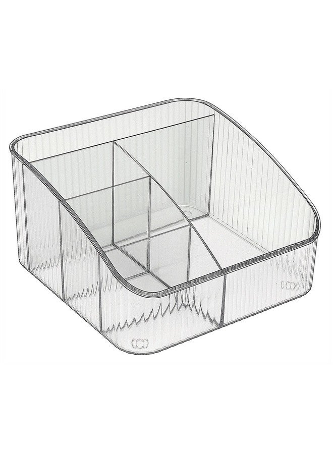 JessLab Makeup Organizer, Pet Skincare Organizer With 5-Compartment Cosmetic Storage Makeup Organizer For Desk Wardrobe Bathroom Vanity Countertop, Transparent  - Image 1