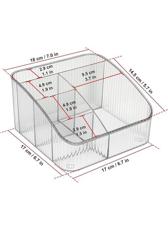 JessLab Makeup Organizer, Pet Skincare Organizer With 5-Compartment Cosmetic Storage Makeup Organizer For Desk Wardrobe Bathroom Vanity Countertop, Transparent  - Image 2
