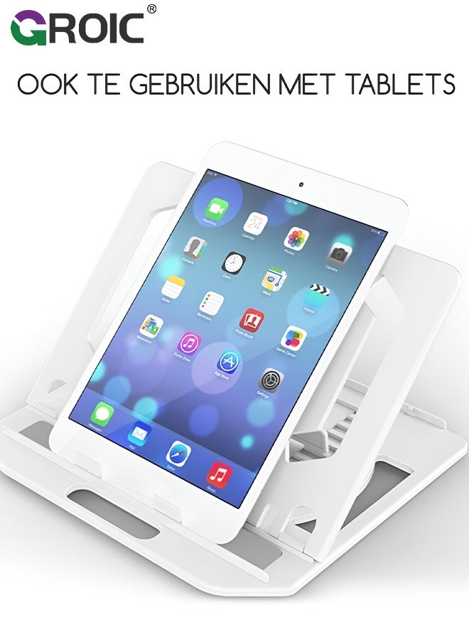 GROIC حامل لابتوب، قاعدة تبريد قابلة للتعديل بزاوية متعددة مع حامل هاتف، حامل كمبيوتر محمول مريح وقابل للطي، متوافق مع أجهزة اللابتوب من 9 إلى 15.6" - Image 5