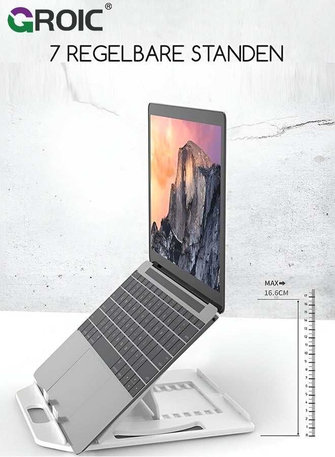 GROIC حامل لابتوب، قاعدة تبريد قابلة للتعديل بزاوية متعددة مع حامل هاتف، حامل كمبيوتر محمول مريح وقابل للطي، متوافق مع أجهزة اللابتوب من 9 إلى 15.6" - Image 2