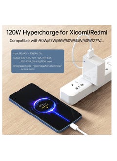 Generic كابل USB Type C بطول 6 أقدام و6 أمبير بمقبس المملكة المتحدة لشاحن الحائط السريع لهاتف Xiaomi 14 13 12 12t 12s Pro Lite Redmi Note K60 K50 12 11 Pro Plus Black Shark 3 4 5 Poco X5 F4 X4 Gt Mi Turbo  - Image 1